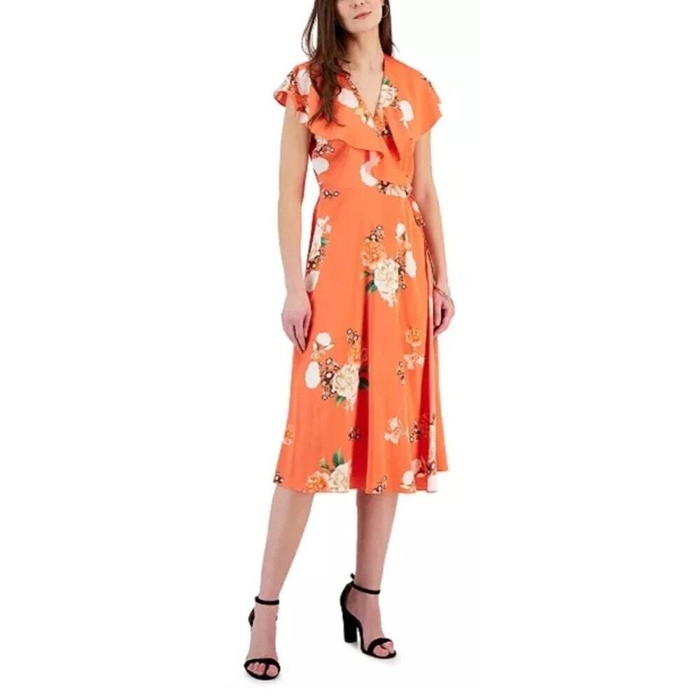 INC International Concepts Floral Spring Wrap Dress Women‎ M NWT